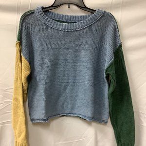 American Eagle Outfitters Womens Blue Crew Neck Cropped Sweaters Size XS